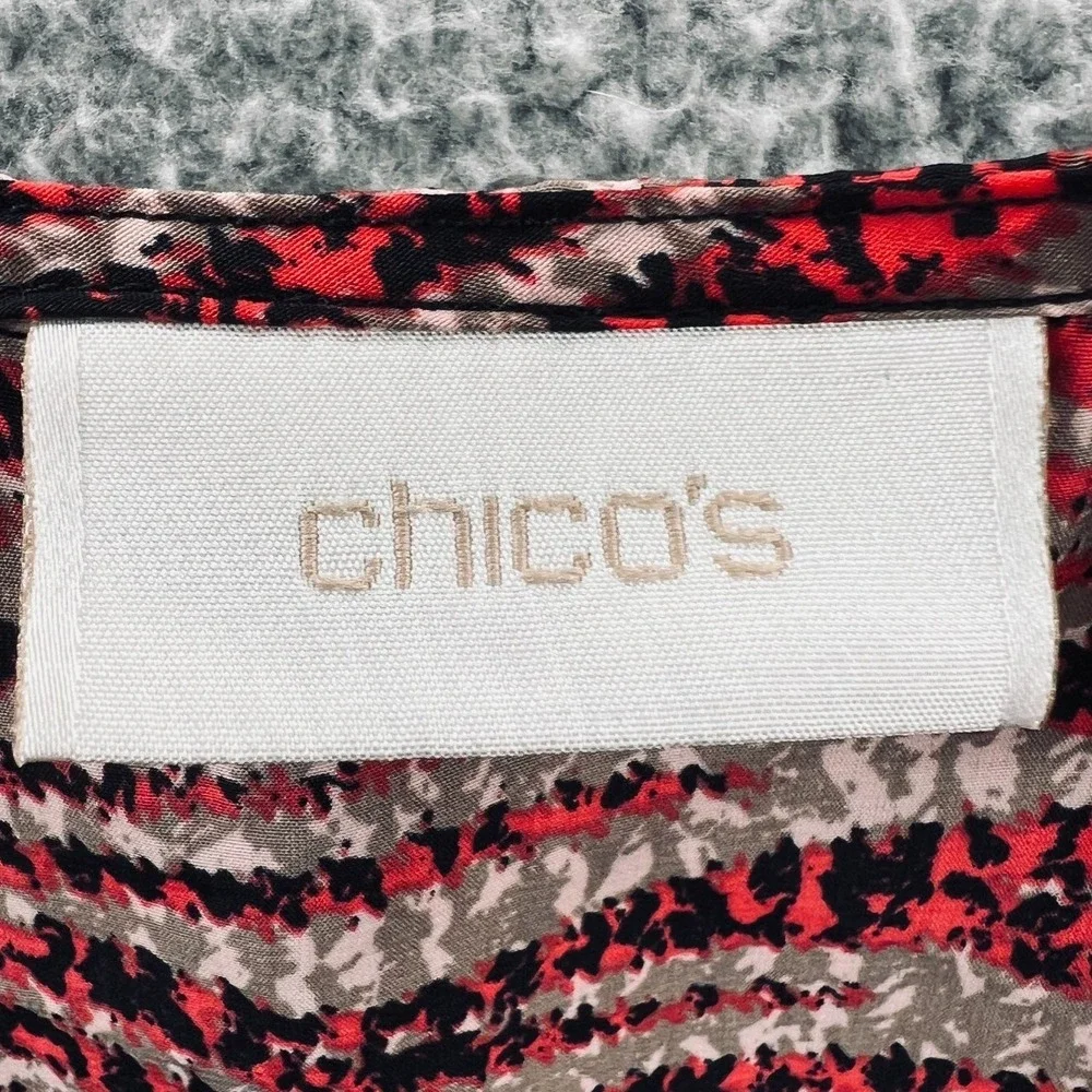 Chicos Women Abstract Shell L Pleated Lightweight Career Office Capsule Layering